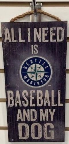 MLB - Baseball and My Dog 6"x12" Distressed Sign CHOOSE YOUR TEAM Gift/Fan Cave - Image 1 of 1