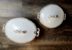 Vintage Haviland Limoges Round& Oval  Set Covered Dishes White/Gold HOLIDAY - Picture 1 of 16
