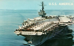 USS America Aircraft Carrier Commissioned 1965 Ship Militaria Postcard - Picture 1 of 2