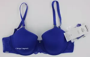 NUEVO CON ETIQUETAS Chantelle C146600 "Pirámide" Camiseta Encaje Espalda Sujetador de Espuma con Memoria, Azul Real - Imagen 1 de 10