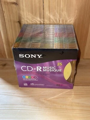 Sony CD-R Music Blank CD’s 25 Pack Slim Color Jewel Cases 80 Min Factory Sealed - Image 1 of 4