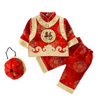 Kid Baby Han Chinese Clothing Hanfu Gold Red Top Clothes and Pants Suit