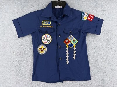 VINTAGE Boy Scouts of America Shirt Youth 12 Blue Button Up Polyester 80s 90s - Image 1 of 4