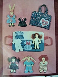 Hickory Stick & Co Pattern H158 Mandees Paper Dolls Bunny Rag Doll Fashions Case - Picture 1 of 2