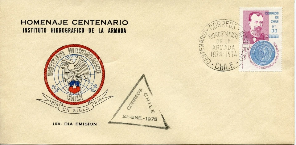 CHILE  1975 The 100th Anniversary of Naval Hydrographic Institute  FDC3168 - Image 1 of 1