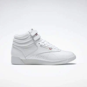 Reebok Women's Freestyle High Top Sneaker Style 2431 White/Sliver - Picture 1 of 10