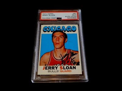 Jerry Sloan Autographed 1971 Topps PSA 5 Bulls Basketball Card NBA AUTO PSA/DNA - Image 1 of 2