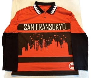 Disney Big Hero 6 Long Sleeve Mens Polo Shirt San Fransokyo Orange Medium - Picture 1 of 16