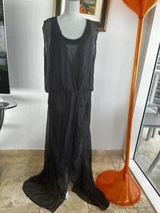 Mono Brunello Cucinelli satinado con superposición de gasa azul marino talla 3XL $6K nuevo - Imagen 1 de 9