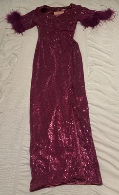 Maxi Vestido Hollywoodland Elle Rebel Rosa Lentejuelas Talla Pequeña Nuevo con Etiquetas Pinup Foto 1 de 4