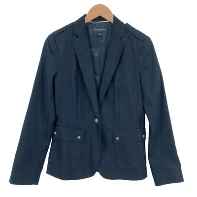 Banana Republic Blazer Jacket Women Size 4 Navy Pockets Single Breasted 1-Button - Image 1 of 4