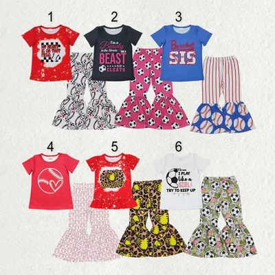 Conjunto de pantalones deportivos con campana de pelota SIbling para bebés niñas Foto 1 de 4