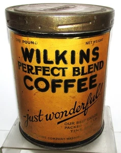 Vintage Wilkins Perfect Blend Coffee Washington D.C. 1lb Screw Top Tin - Picture 1 of 8