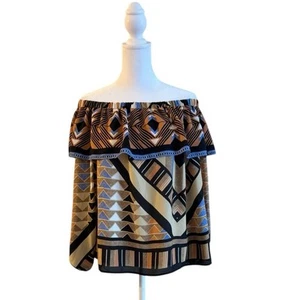 H&M Women’s Aztec Boho Off The Shoulder Top Size 14 - Picture 1 of 7