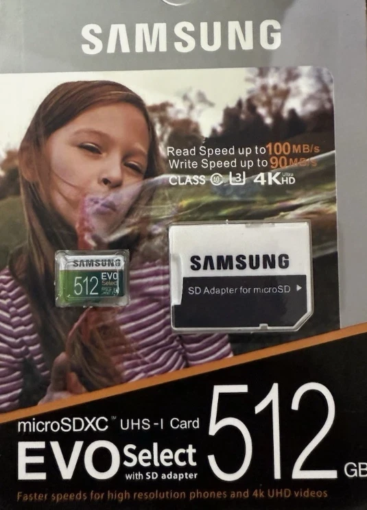 Samsung (MB-ME512GA/AM) 512GB 100MB/s (U3) MicroSDXC Evo Select Memory Card