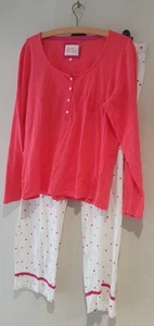 BHS Pretty Ladies Pyjamas Loungewear Pink Cream PJs Set Plus Size 20 - Picture 1 of 11