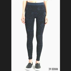 NEW Blue Floral Zaccardi Pattern Ultra Soft and Stretchy Leggings by Nikibiki - Picture 1 of 1