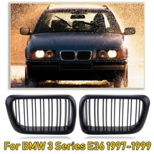 Matte Black Front Bumper Grille Grill Insert for BMW 3 Series E36 1996 1997-1999 - Picture 1 of 6