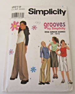 Camisa Pantalones Tejidos Simplicity 8919 Juniors Talla 3/4 - 9/10 Patrón SIN CORTAR - Imagen 1 de 4