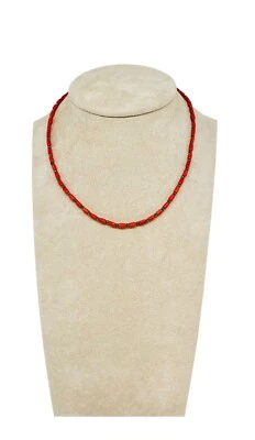 COLLANA UOMO CORALLO ROSSO EMATITE TONDA E ARGENTO - Immagine 1 di 4