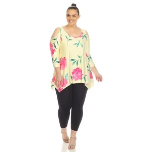 Túnica de hombro frío para mujer White Mark talla grande estampada floral - Imagen 1 de 50