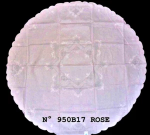 NAPPE BRODEE MAIN JOURS ROND DE 170 + 8 SERV FOND ROSE PALE * - Picture 1 of 7
