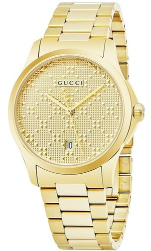 Orologio Uomo Gucci G Timeless YA126461 Acciaio Inox Tono Oro Nuovo con scatola