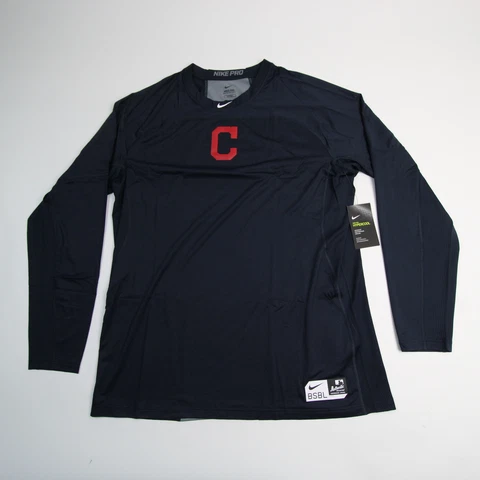 Cleveland Indians Nike Pro Hypercool Long Sleeve Shirt Men's Navy New Cover