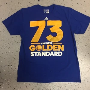 ADIDAS GOLDEN STATE WARRIORS BLUE T SHIRT LARGE 73 GAMES GOLDEN STANDARD (A226) - Picture 1 of 4