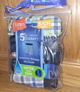 Boys 5 Pair Hanes Tagless Boxers Comfort Flex Waistband Small 6-8 New - Picture 1 of 3