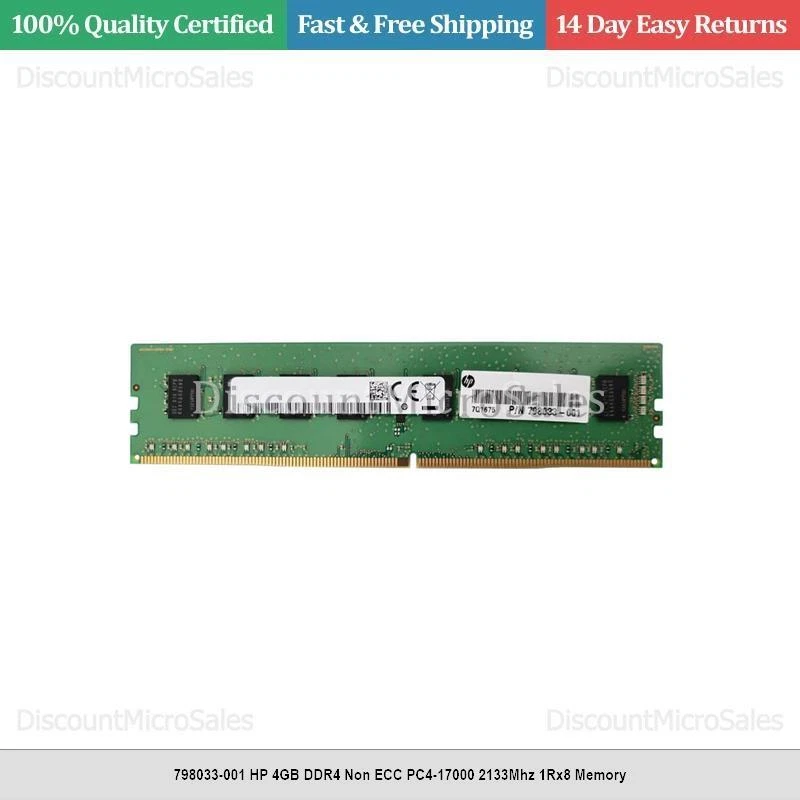 798033-001 HP 4GB DDR4 Non ECC PC4-17000 2133Mhz 1Rx8 Memory - Image 1 of 1