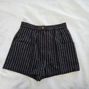 Chanel Black Wool Pin Striped Shorts with two front pockets - Picture 1 of 7