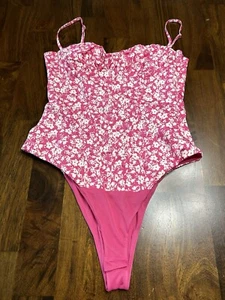 Zara Pink Floral Corset Style Spaghetti Strap Women's Bodysuit Size Small - Picture 1 of 5
