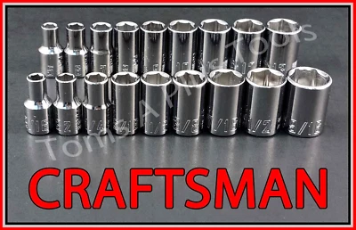 CRAFTSMAN HAND TOOLS 18pc Short 1/4 SAE METRIC MM 6pt ratchet wrench socket set - Image 1 of 4