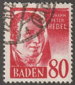 Baden, Germany,  stamp, Scott#5n39, used, hinged, no PF, 80, red, - Picture 1 of 2