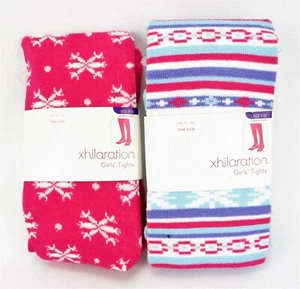 Lot of 2 Tights Snowflakes 7-10 Girls blue pink holiday Xmas Xhilaration Target - Picture 1 of 2