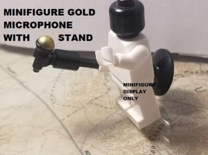 LEGO Microphone Band GOLD Screen FREE STAND Pop Star Mic Golden Singer ROCK Roll - Picture 1 of 1