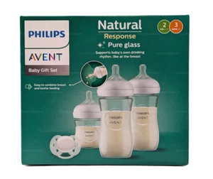 Philips Avent Glass Baby Bottles 0-6m Anti-Colic Valve No-Drip Breast-Shape Teat - Picture 1 of 2
