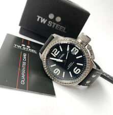 TW Steel Watch * TW37 Canteen Crystals Black Leather 45MM COD PayPal