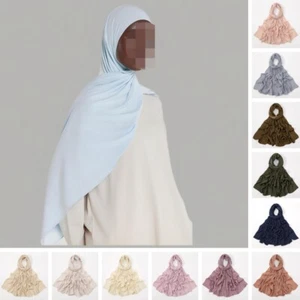 Sciarpa hijab velluto premium donna tinta unita autunno inverno sciarpe lunghe turbante - Foto 1 di 30