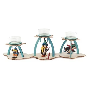 Bastelsatz Teelichthalter 3 Pinguine BxHxT 13x12x9cm NEU Teelichtständer - Picture 1 of 1