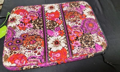 Vera Bradley Rosewood Pink White Floral Laptop Sleeve Case 14x11 Computer Bag - Image 1 of 4
