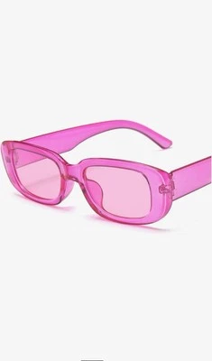 Square Sunglasses Vintage Look- Translucent Rose Red - Изображение 1 из 2