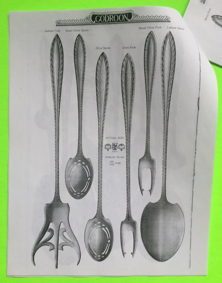 Фотокопия 1900-х каталог полотенце Godroon серебро столовые приборы 24 страницы руководство - Изображение 1 из 4