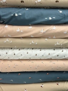 Cute Cotton Baby Jersey Fabric by 1/2 Metre* Farmyard Animals Ducks Cars & Boats - Picture 1 of 18