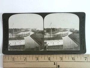 Stereoview Card of Fortress Monroe Old Point Comfort Virginia Circa 1906 - Picture 1 of 2