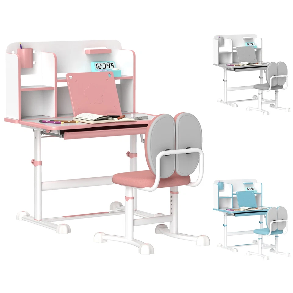 AIYAPLAY Set Scrivania e Sedia per Bambini Regolabili Cassetto e Scaffale - Immagine 1 di 1