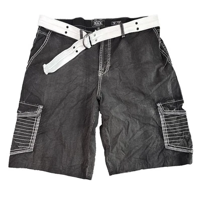 Pantalones Cortos Carga BUCKLE NEGROS Calce Atlético Para Hombre Talla 40 Negro Blanco Costura Cinturón Foto 1 de 4