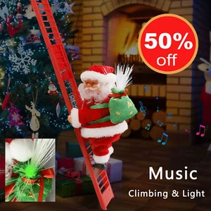 Animated Musical Santa Claus Electric Climbing Ladder Tree Christmas Decor Light - Picture 1 of 11