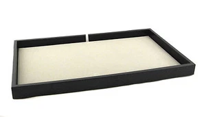 Large Black 1 Inch Deep Plastic Display Tray & Grey Velvet Display Pad (1-1P) - Picture 1 of 1
